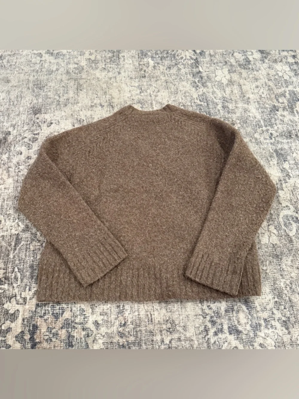 Acne Studios 100% Wool Sweater Womens S/M Brown Cropped Crewneck Luxury Knit - Picture 4 of 11